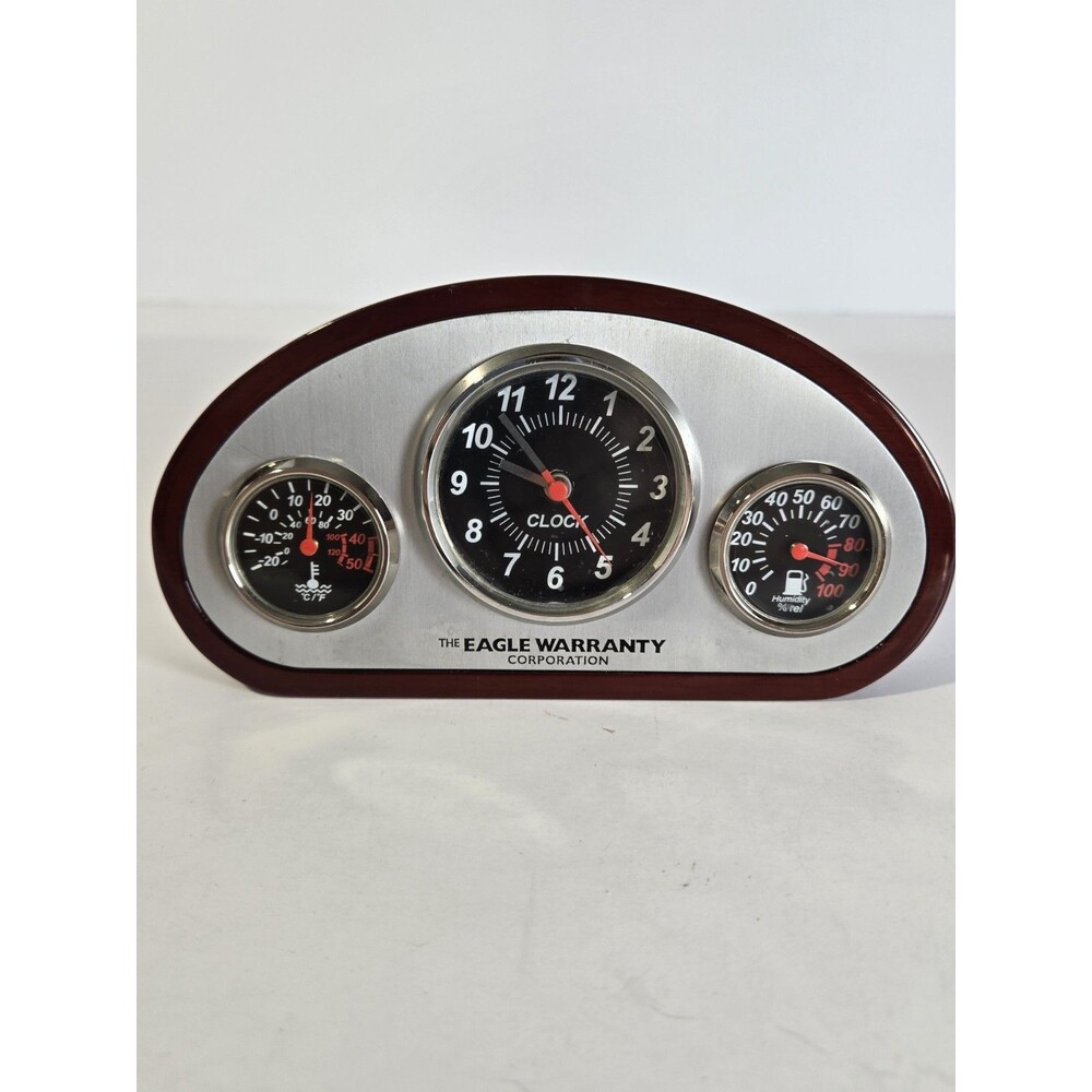 Eagle Warranty Corporation Desk Clock Thermometer Hygrometer Weather Station